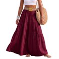 thumbnail image 2 of Linen Skirts for Women Casual Flowy Tiered Maxi Skirt Comfy Vintage Beach Travel High Waisted Boho Skirt with Belt XL, 2 of 8