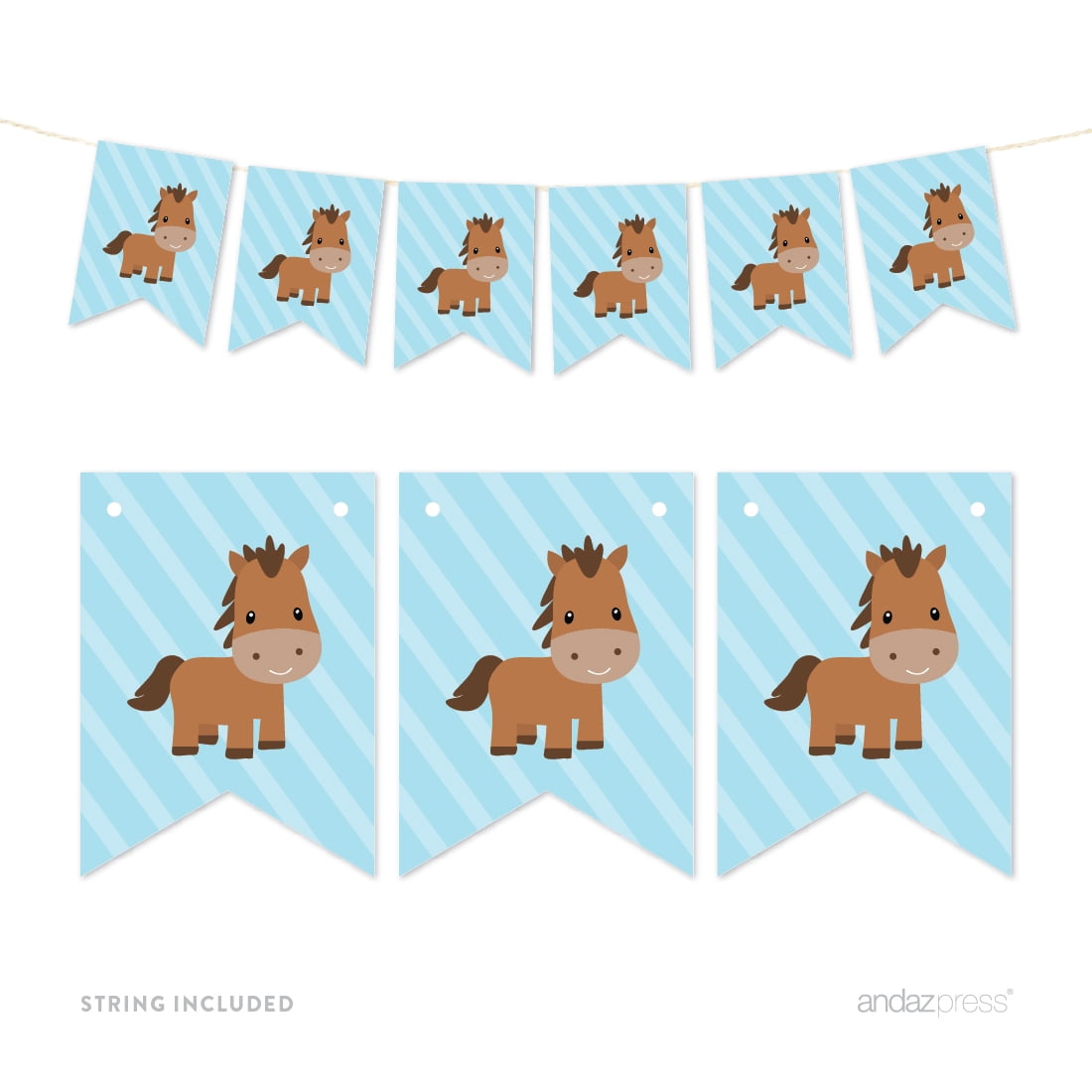 Horse Pennant Party Banner Old McDonald Farm Animals 