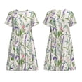 thumbnail image 3 of Bixox Robe d'Été à Manches Courtes pour Femmes Robe Ample Longueur Genou avec Poches-Fleur de Glycine, 3 of 5