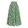 thumbnail image 5 of Yucgh Women's Tiered Flowy Midi Skirt with Drawstring High Waist, Floral Pleated Beach Skirt, Lightweight Summer Long Skirt for Casual Wear,Green,2XL, 5 of 5
