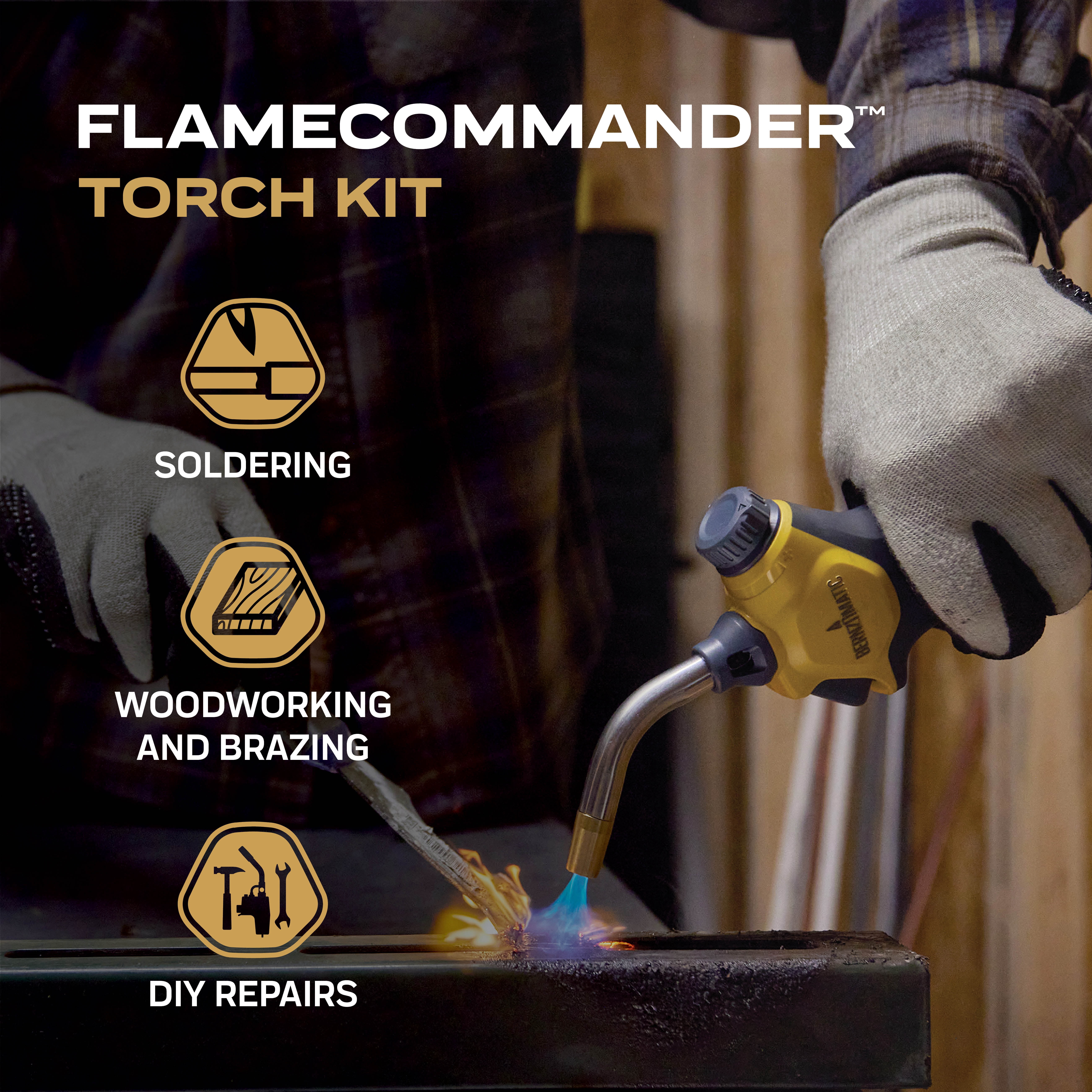 (3 pack) Bernzomatic Flame Commander Propane Torch Kit for Soldering, Heating & DIY Repair Projects