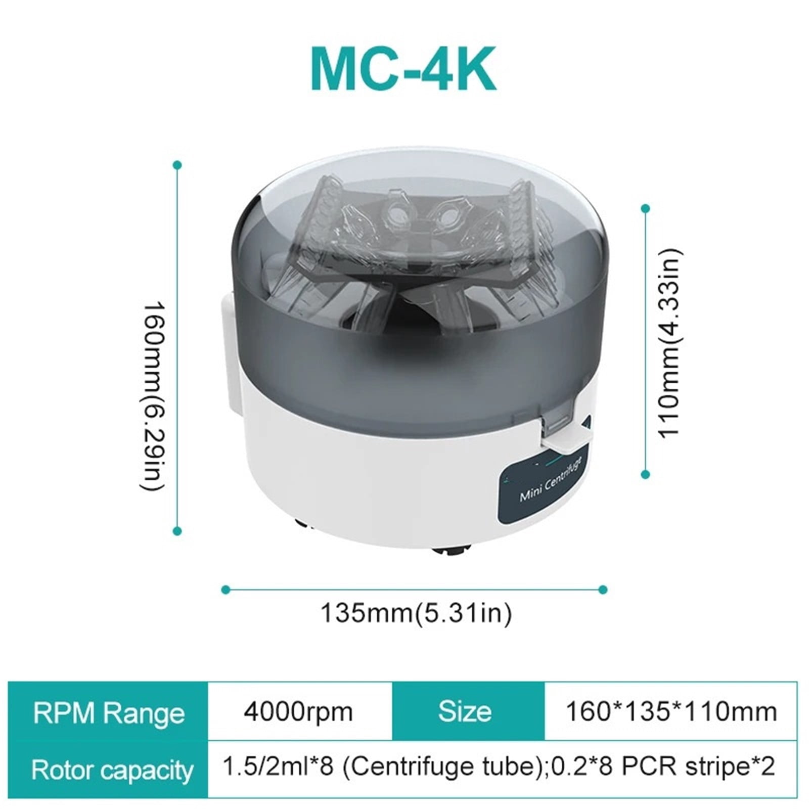 Mini Centrifuge Machine Pcr Centrifuge Lab Microcentrifuge 4000rpm 7000rpm For 0.2/1.5/2ml Centrifuge Tube ,Efficient Separation