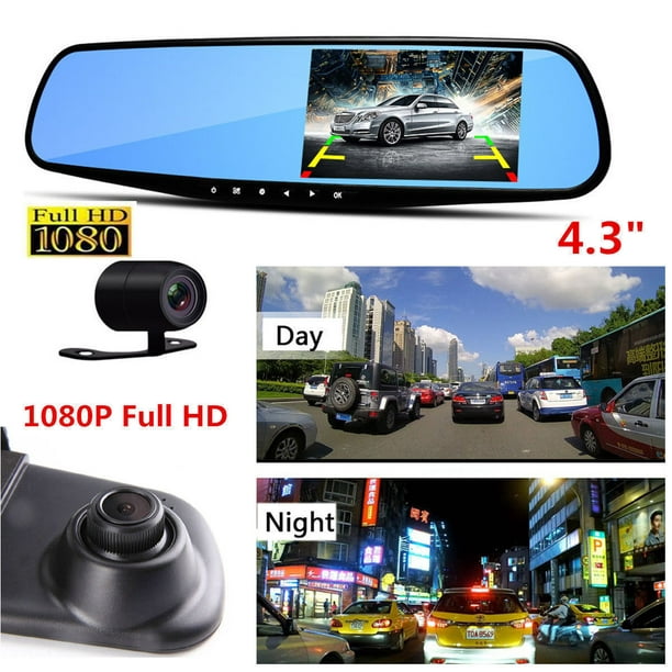 4.3" 1080P Voiture DVR Miroir Enregistreur de Came de Tableau de Bord + Caméra de Vue Arrière Kit avec Carte SD 32G