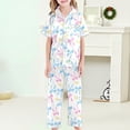 thumbnail image 2 of RTKFRFLM Pajamas For Girls Button Down Pajama Set Casual Print Home Wear 3 Piece Set Sleepwear Loungewear Cute Outfit Pjs Sleepwear Loungewear,Size 12 Years-13 Years, 2 of 5