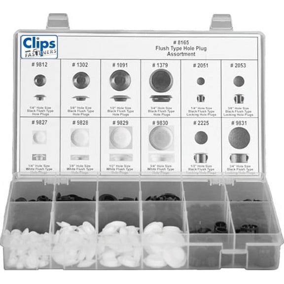 AMZ Clips And Fasteners 349 Pc. Flush Type Hole Plug Assortment