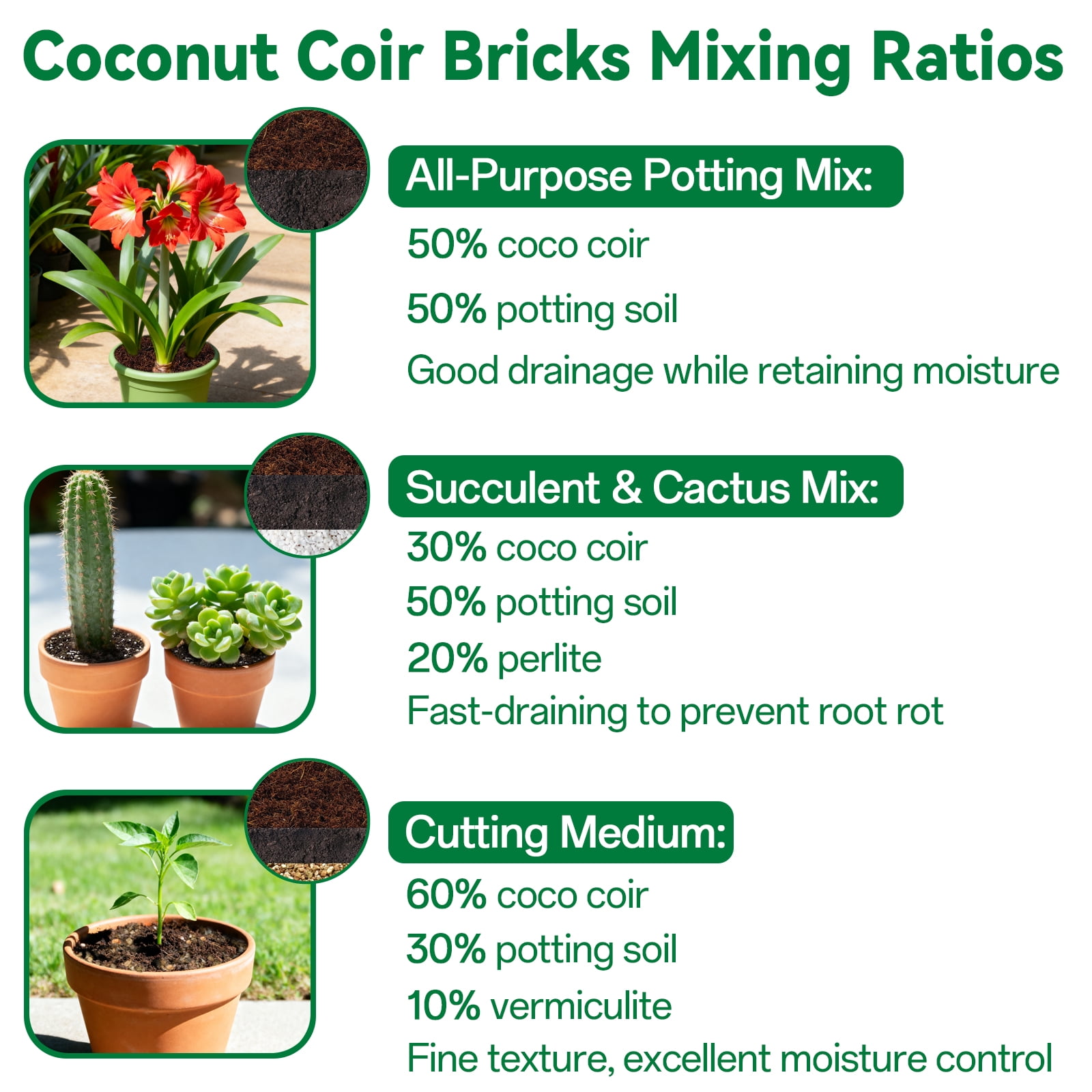 ZeeDix 4 Pcs 100% Organic Coco Coir Brick Coconut Coir Bricks for Plants Gardening Herbs