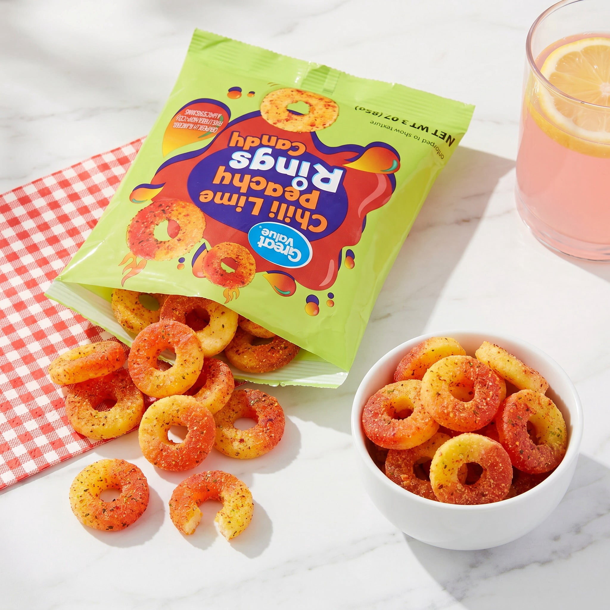 Great Value Chili Lime Peachy Rings Candy, 3 oz
