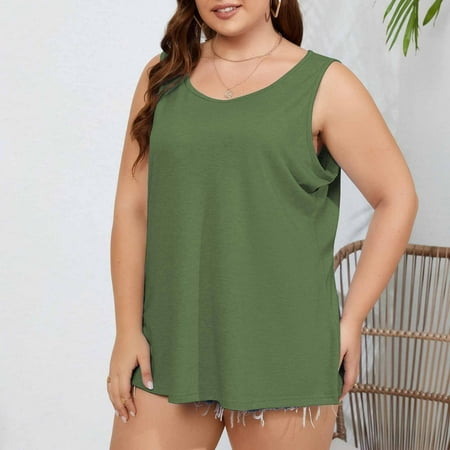 Brilliant Womens Tank Top With Built in Bra Tank Tops for Women Clearance Summer Tops Summer Solid Color Round Sports Workout Cropped Tops Green XXL