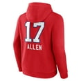 thumbnail image 3 of Men's Josh Allen Red Buffalo Bills Team Wordmark Player Name & Number Pullover Hoodie, 3 of 3