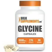 BulkSupplements.com Glycine Capsules, 3000mg - Heart, Joint, & Liver Support (270 Gel Caps - 90 Servings)