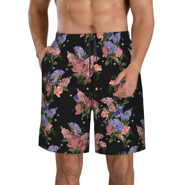 Fotbe Bouquet Trajes de Baño Estampados para Hombre, Shorts de Verano de Secado Rápido, Ropa de Playa, Bañadores-Large