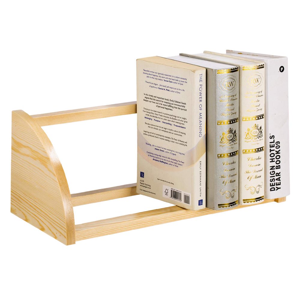 Book Shelf Rack Desktop Bookcase Countertop, 16.2x6.3x6.3 Natural Wood