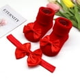 thumbnail image 4 of Kids Socks Winter Warm Socks Toddlers Boys Girls Children Bowknot Princess Socks Floor Socks + 1Pc Bow Hairband Girls Toddler, 4 of 5