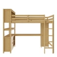 thumbnail image 4 of Wood Loft Bed with Cabinet and Bookshelf, Queen Size Loft with Wardrobe and Desk ; Natural, 4 of 21