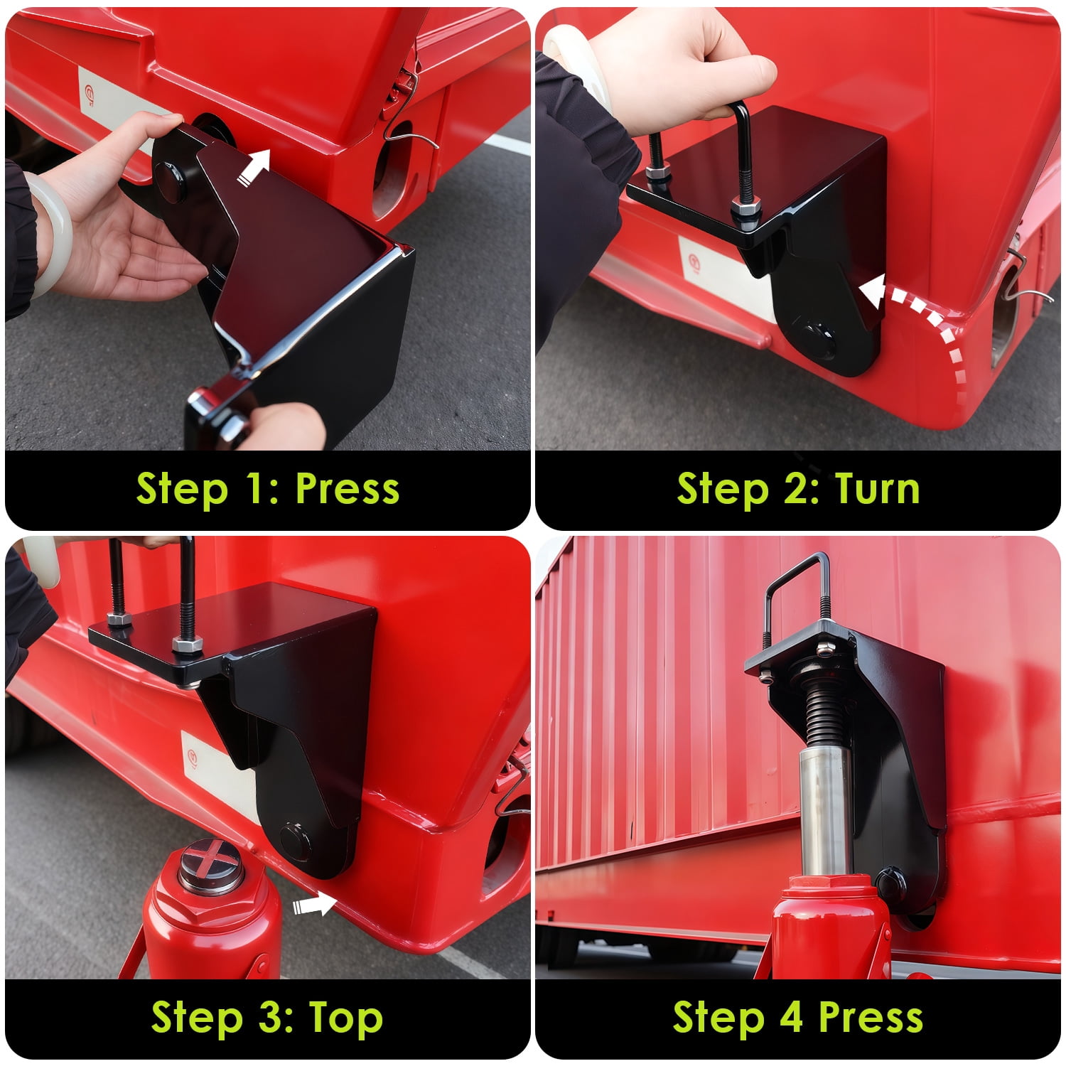 Shipping Container Jack Lug with Circular Limiters, Detachable U-Shaped Handle for Container Leveling, Compatible with Jack Lifter/Booster