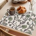 thumbnail image 3 of Sage Green Leaf Placemats Set of 4 Vintage Farmhouse Boho Pastoral Tribal Place Mats Indoor Wipeable Table Mats Washable Cloth Dining Table Placemats for Kitchen Holiday Party Home Decor 13x19 Inch, 3 of 9