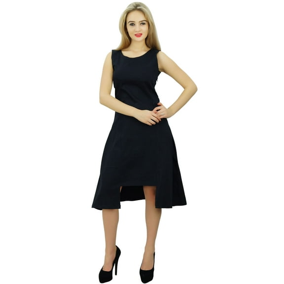 Bimba Women's A-Symmetrical Dress Round Neck Sleeveless Formal Casual Dress