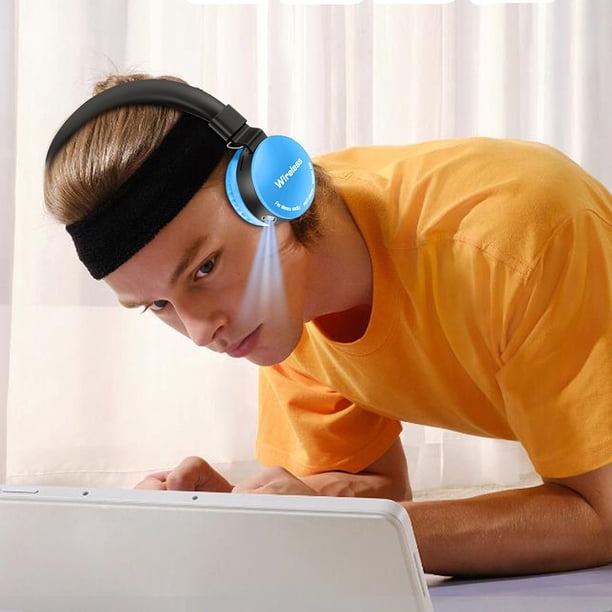Auriculares Bluetooth plegables supraaurales con micrófono, 8 horas de uso, azul claro