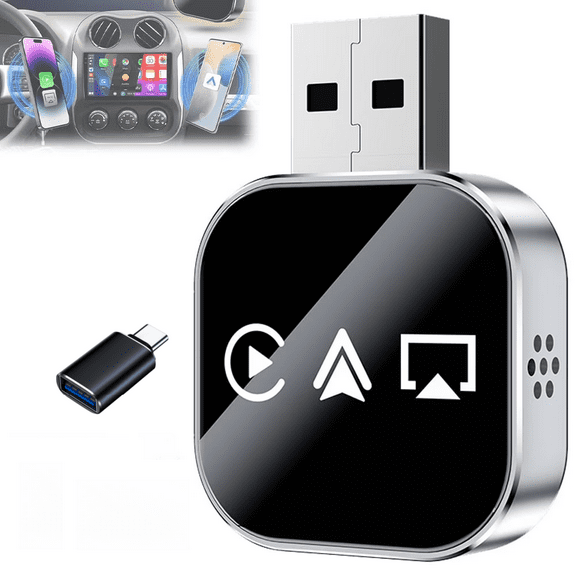 Wireless Carplay Mirror Link Adapter, 2026 Upgrade 3 in 1 Compatible with Airplay/Android Auto/Carplay, Plug and Play USB Carplay Adapter for Apple Android, Mini Size Fast Stable