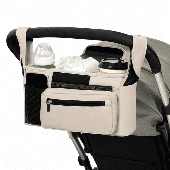 Stroller Organizer, Stroller Caddy, Stroller Accessories, Cup & Phone Holder Attachment, Diaper Bag Organizer Pouches, Large Capacity Baby Essentials Storage