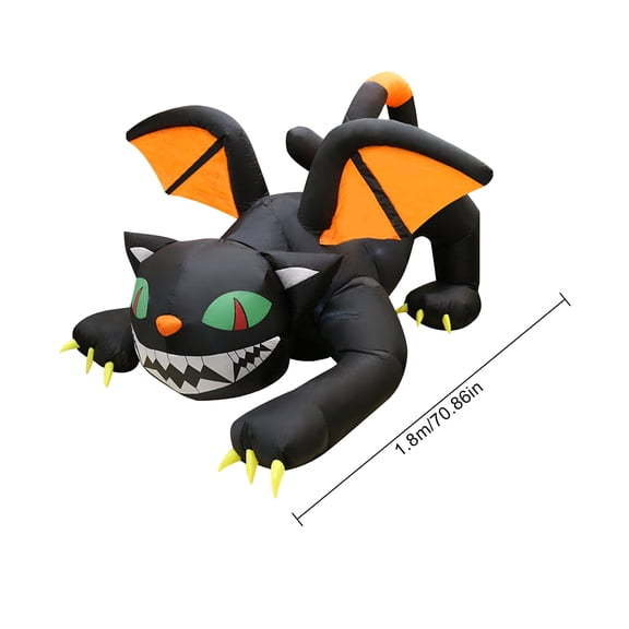 6FT Halloween Inflatable Cat Decor with Built in LED Light for Outdoor Holiday Party Decoration Scary Yard Inflatable Halloween Decorations