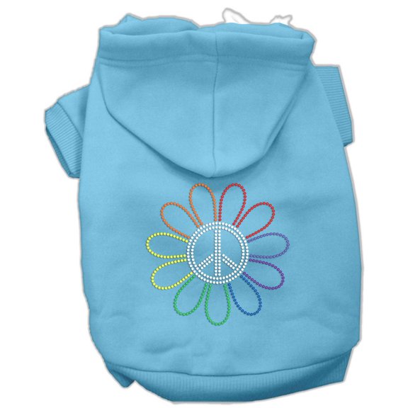 Pet, Dog Cat Hoodie Rhinestone, "Rainbow Flower Peace Sign"