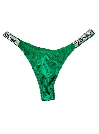 Victoria's Secret Very Sexy Bombshell Shine Rhinestone Strap Thong Panty  Forest Green Lace Size X-Large NWT