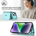 thumbnail image 5 of For iPhone 14 Plus RFID Blocking Protective Purse Wallet Case Magnetic Organ Style Flip Cover Multi-Card Slots Pocket With Detachable Shoulder Strap And Wrist Strap,Blue,For iPhone 14 Plus, 5 of 7