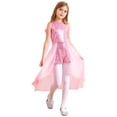 thumbnail image 4 of Aislor Big Girls Sequins Romper Formal Dress Birthday Evening Chiffon Ball Gown 6-16 Pink 12, 4 of 7