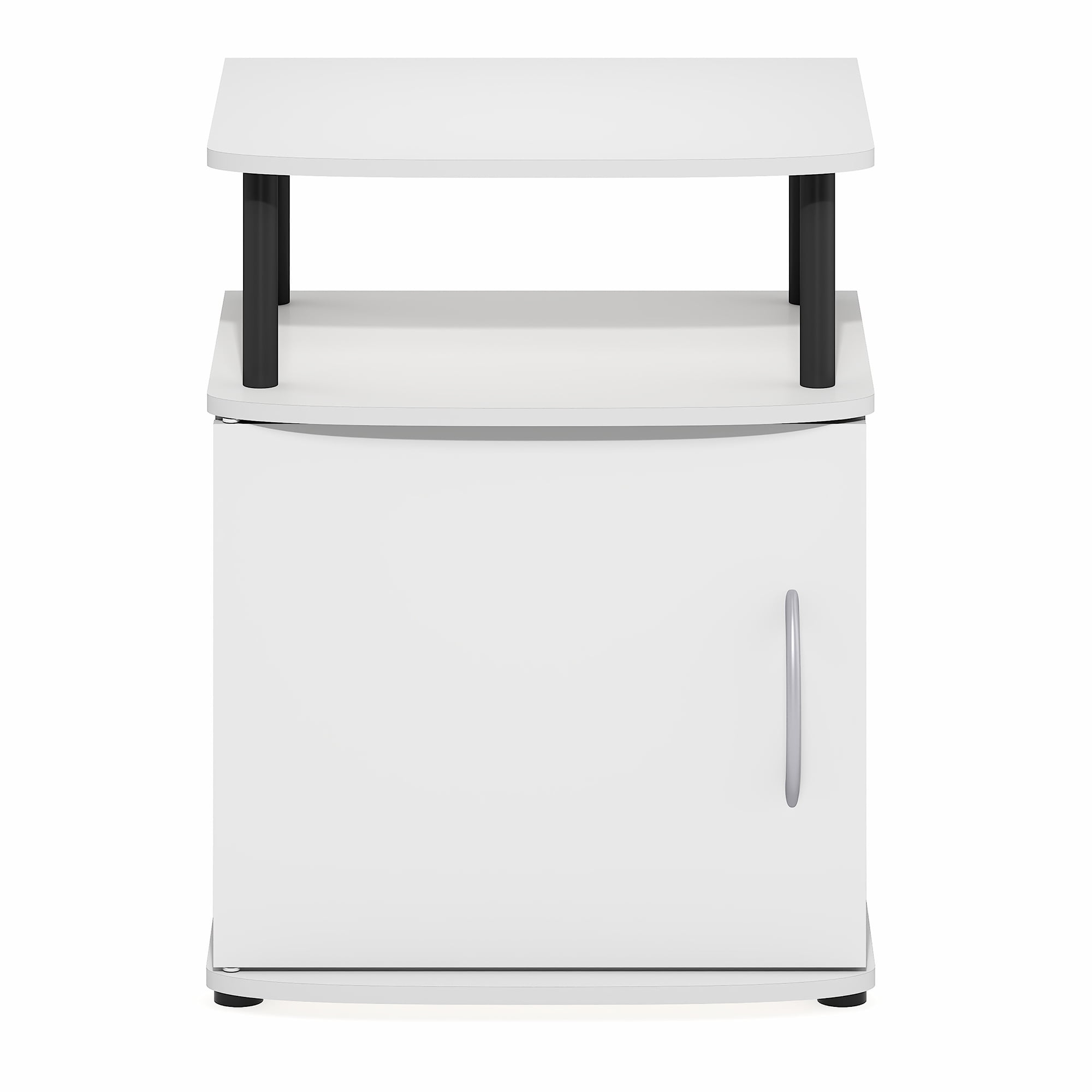 Furinno JAYA Side Table 2-Tier Shelf w/ Door Cabinet Night Stand White