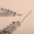 thumbnail image 6 of 3-layered Chunky Crystal Beaded Necklace with Earrings Set Braided Round Balls Statement Necklace for Women Accessories (Grey), 6 of 13