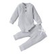 thumbnail image 1 of Laklulu Mameluco De Manga Larga De Algodón De Punto Acanalado para Bebé Recién Nacido Pantalones Largos Trajes De Color Sólido (Gris),100cm, 1 of 5
