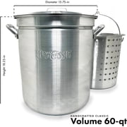 Bayou Classic Aluminum Stockpot 4060 - Perforated Basket, Domed Lid - 60 Qt, Silver