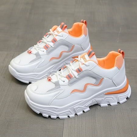 

Women‘s Breathable Mesh Thick Sole Casual Sneakers Color-block Lace-up Dad Shoes Sports Shoes For Women