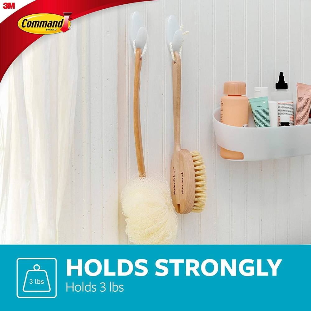 Command Medium Bath Hook Frosted Adhesive - Damage Free, Waterproof - 2 Hooks 2 Strips, 6-Pack — Residential Use, Standard Application