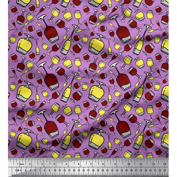 Soimoi Cotton Duck Fabric Bottle & Wine Glass Bar Printed Craft Fabric by The Yard 42 Inch Wide