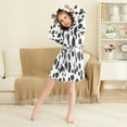 thumbnail image 3 of FORMRS Niños Bathrobe Unisex Hooded Robe Soft Plush Pajamas Sleepwear, Size 2-3T, Cow Spots, 3 of 7