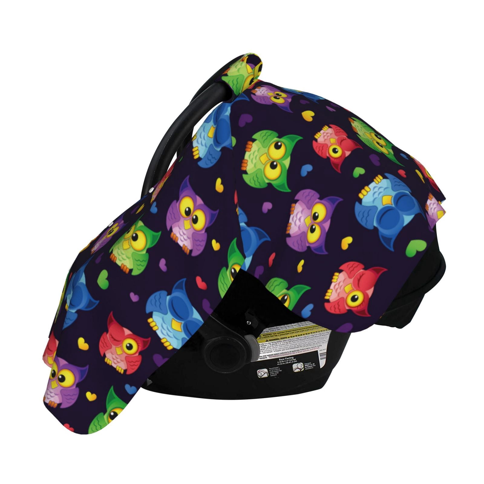 Naloa Owls And Hearts Baby Car Seat Cover, Breathable Baby Carrier Cover, Multiuse Baby Carrier Cover & Nursing Breastfeeding Cover