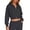 Dark Gray, variant on Zip Up Hoodie Women Cropped Casual Sweatshirts Workout Double Zipper Long Sleeve Drawstring Hooded Jacket Crop Tops