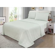 Mainstays 300TC Cotton Rich Percale Easy Care Bed Sheet Set, King Grey Stripes