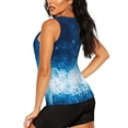 thumbnail image 3 of Gukieu Blue Glitter Sparkles Print Women's Quick-drying Fitness Vest, Round Neck Sleeveless Fitness T-shirt, Suitable for Yoga, Sports-X-Large, 3 of 7
