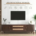 thumbnail image 4 of Rattan TV Stand for TVs up to 75'', Modern Farmhouse Media Console with Solid Wood Legs, Entertainment Center, TV Cabinet for Living Room Home, Natural+Brown, 4 of 8