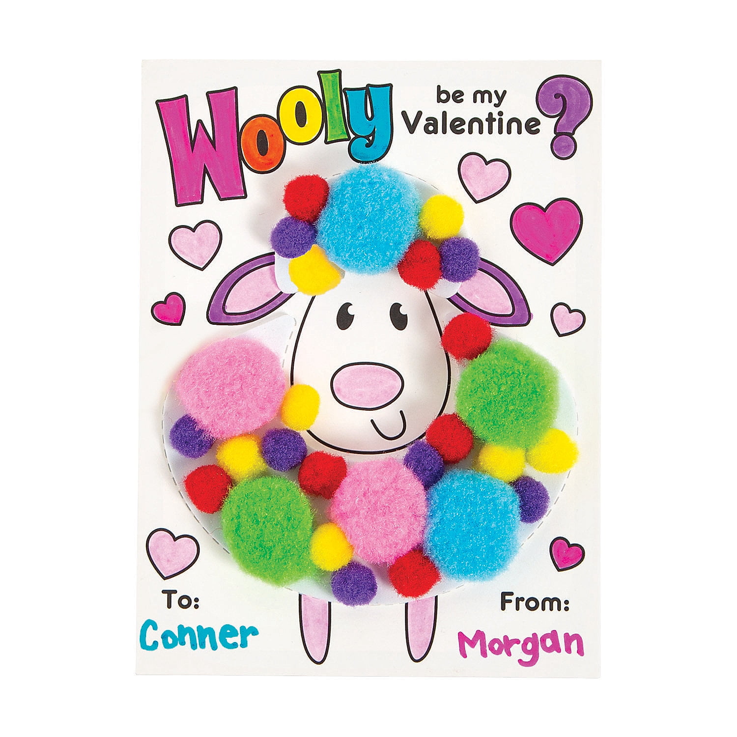 wooly pom pom valentine cards 12 craft kits 12 pieces