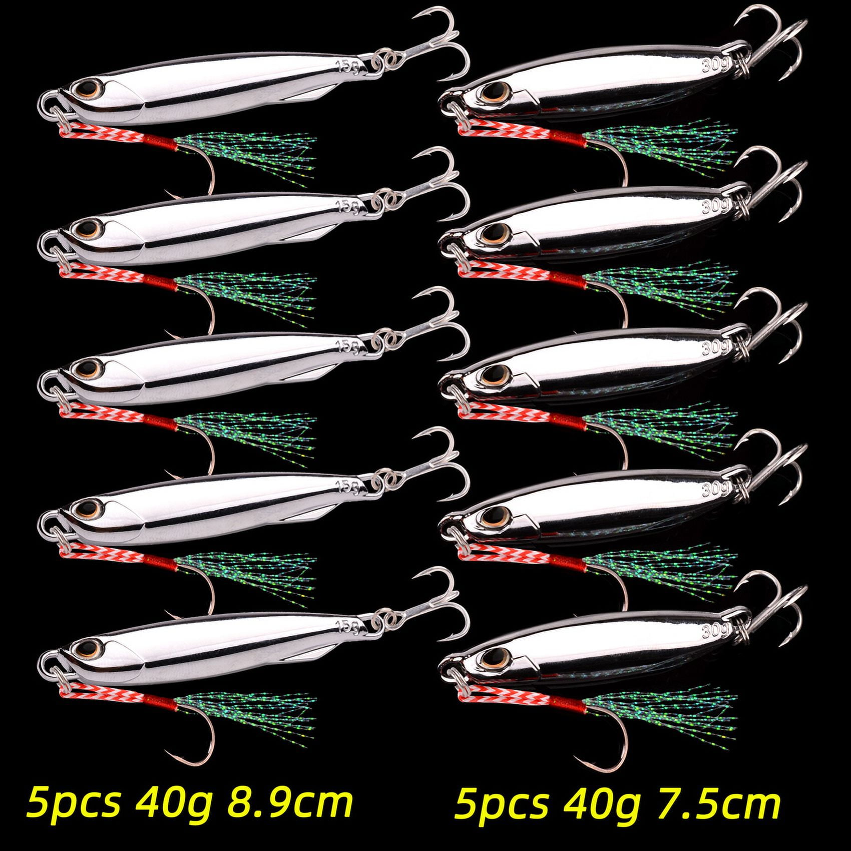 10PC/lot Metal Cast Jig Spoon 10g 20g 30g 40g Lures set With Hook Casting Jigging Fish Sea Bass Fishing Lure Artificial Bait