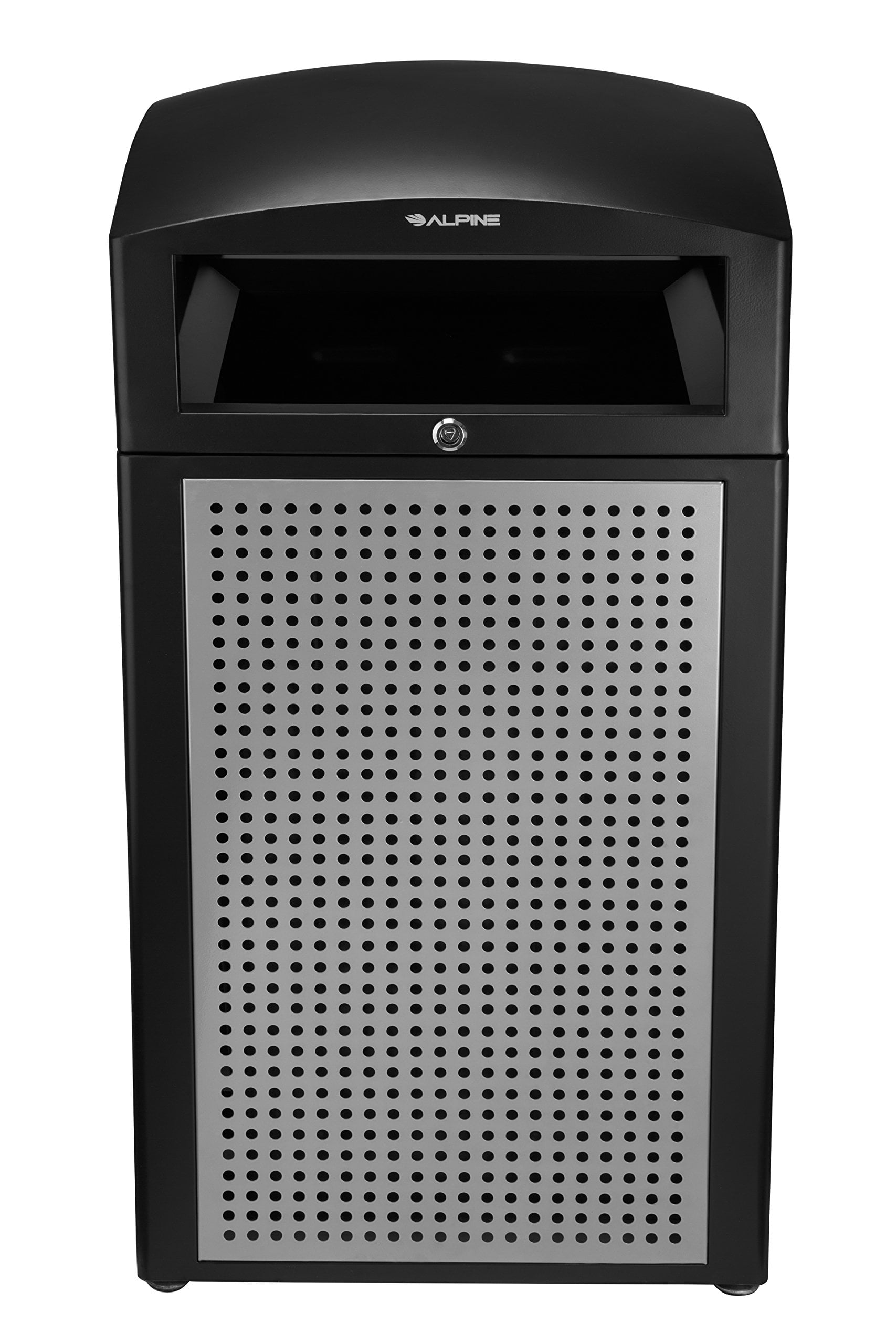 Alpine Indoor & Outdoor Commercial Trash Can with Lid - 40 Gallon Heavy Duty Metal Garbage Can with Removable Bin, Locking Lid, Perfect for Pool, Deck, Office, Mall Black, Grey