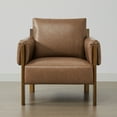 thumbnail image 2 of CHITA Upholstered Accent Arm Chair with Wooden Frame, Saddle Brown Faux Leather&Walnut, 2 of 11