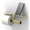 thumbnail image 2 of AmeriLuck Brushed Gold Double Toilet Paper Holder with Phone Shelf, Easy Load for 2 Mega Rolls & Wet Wipes, Stainless Steel Construction, Rustproof, 2 of 6