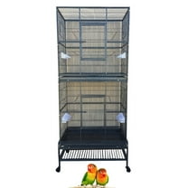 Large Double Stackable Wrought Iron Bird Flight Parrot Breeding Breeder Cage Side Nesting Box Door Double Feeder Cups Easy Clean Pull Out Grate & Tray With Removable Rolling Stand