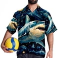thumbnail image 4 of Starry Shark Men's Hawaiian Short Sleeve Printed Button Down Poplin Casual Summer Beach Shirt, Unisex, 4 of 6