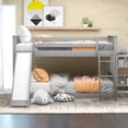 thumbnail image 2 of Euroco Twin over Twin Floor Bunk Bed with Slide and Ladder, Interchangeable Ladder and Slide for Kids Teens Adults, Gray, 2 of 12